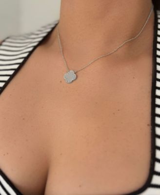 Silver2-Piece Halo Clover Necklace and Bracelet Set