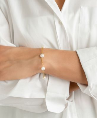 Freshwater Pearl Gold 2-Piece Necklace and Bracelet Set