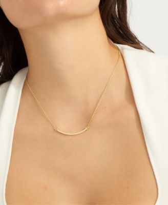 Gold 2-Piece Curved Bar and Pendant Necklace Set