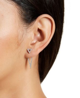 CZ Silver 2-Piece Jacket and Hoop Earring Set