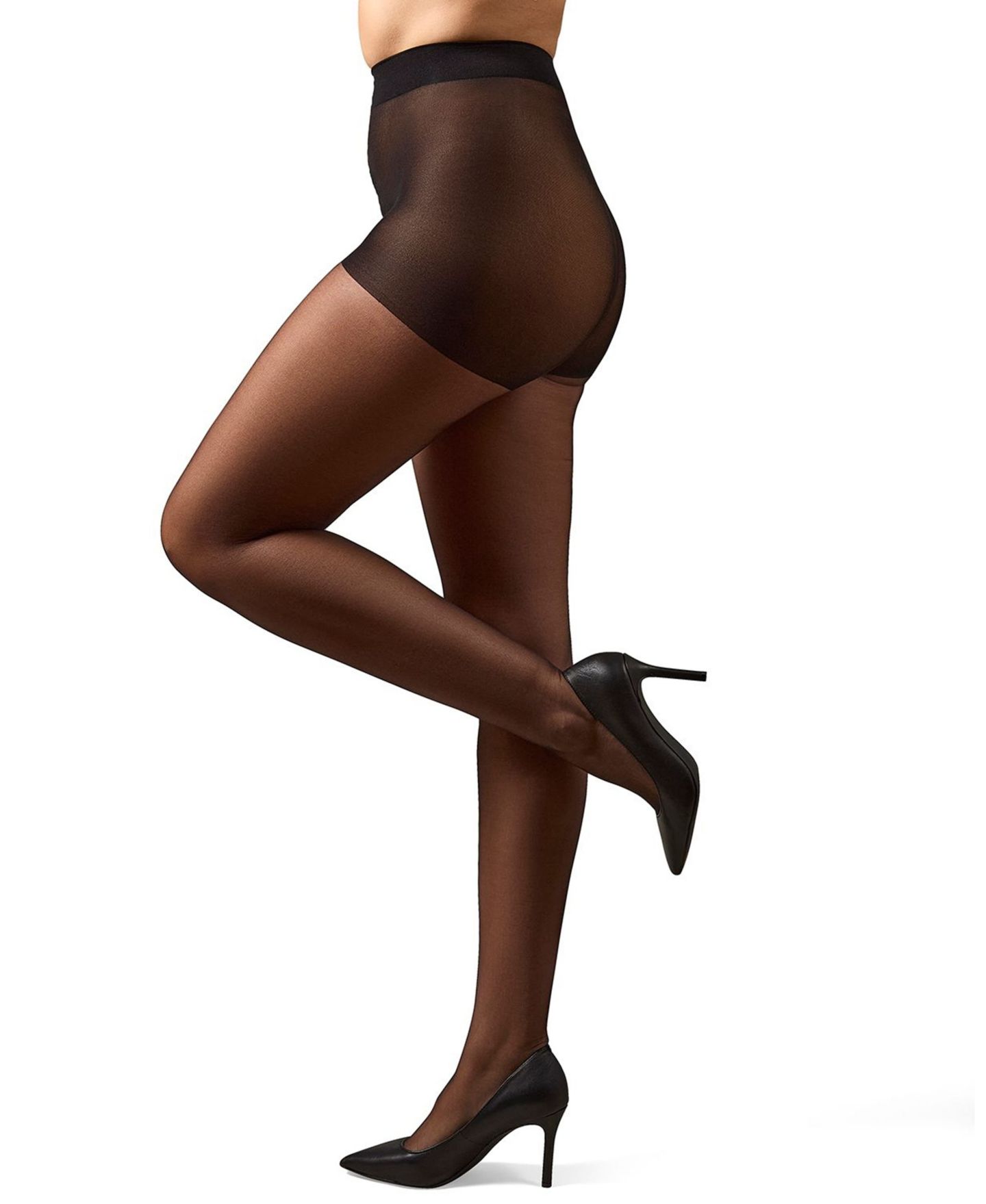 Женские колготки MeMoi Ultra Sheer 8 Denier Control Top Pantyhose, цвет: Чёрный — фото 2
