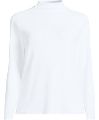 Plus Size Drapey Rib Skimming Long Sleeve Mock Neck