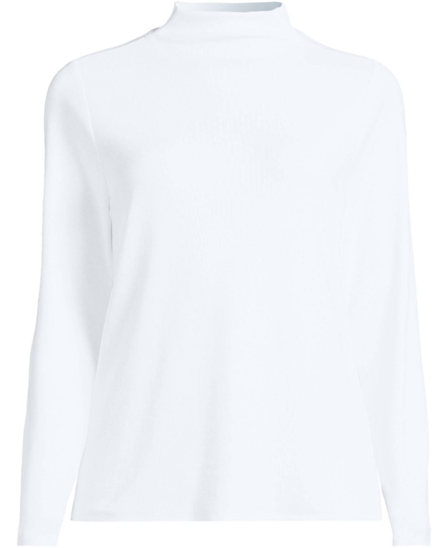 Женский топ Lands' End Plus Size Drapey Rib Skimming Long Sleeve Mock Neck, цвет: Белый — фото 3