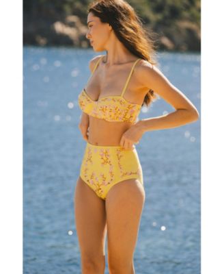 Women's Yellow Bloom Underwire Bikini Top