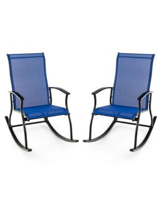 Set of 2 Outdoor Rocking Chair Patio Rocker w/ Breathable Fabric