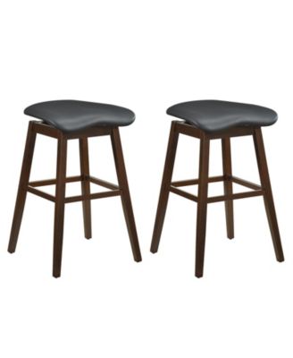 Set of 2 Swivel Bar Stools 31'' Bar Chairs w/ Padded Contoured Seat and Footrest
