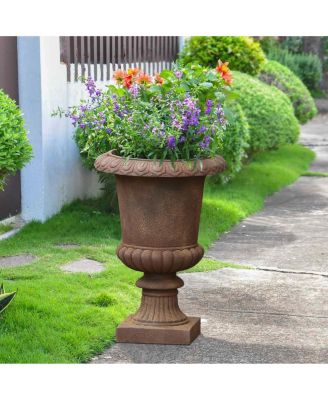 Rustic Brown MgO Indoor/Outdoor Urn Planter, 15" Diameter