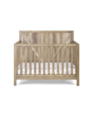 4 in 1 Convertible Solid Wood Crib Vintage Chestnut Industrial Farmhouse Style