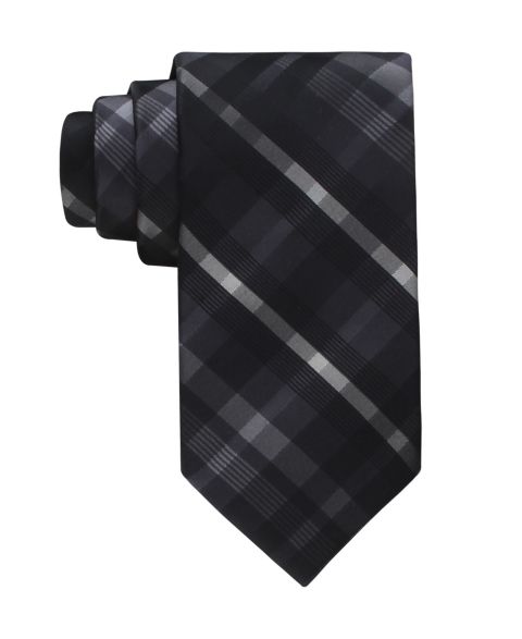 Мужской галстук Calvin Klein Drogo Plaid Pattern Tie, цвет: Чёрный