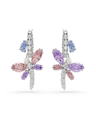 Ariana Grande x Drop Earrings, Mixed Cuts, Dragonfly, Multicolored, Rhodium Plated