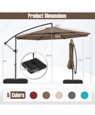 10 ft Offset Hanging Patio Cantilever Umbrella with Tilt