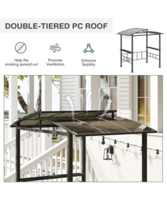Hardtop Grill Gazebo with Vented Polycarbonate Roof and Shelves