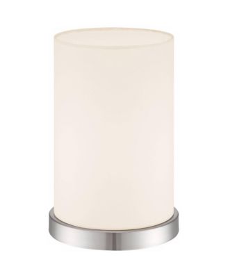 Modern Desk Table Lamp High Silver Metal Fabric Cylinder Shade for Bedroom Bedside Office