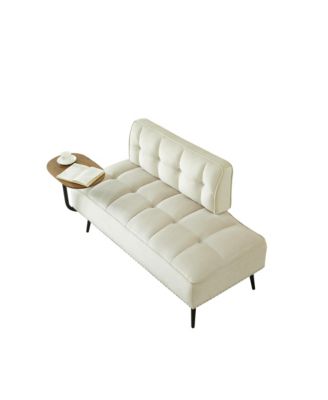 2-Seater Loveseat Sofa - 54" Velvet Upholstered Couch with Rotating Side Table and Memory Foam for Home, Bedroom