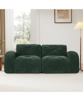 Modern 2-Seat Tufted Velvet Sofa, 80 Inch Modular Sectional Loveseat Featuring High-Density Sponge and Anti-Slip Design for Living Room