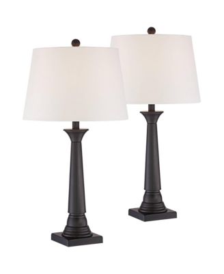 Dolby 28" Tall Column Modern Table Lamps Set of 2 WiFi Smart Socket Bronze Metal Living Room Bedroom