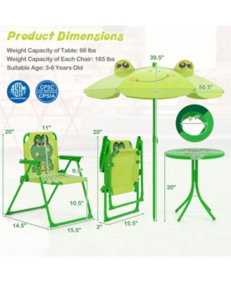4 Piece Kids Picnic Set with Folding Chairs and Umbrella