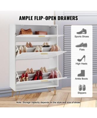 Shoe Cabinet with 3 Flip Drawers, Entryway Shoe Storage Organizer for Living Room