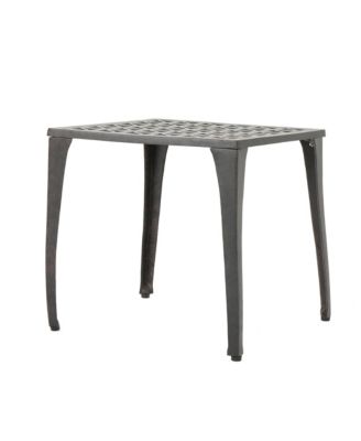 18" Cast Aluminum Side Table Square Outdoor Accent End Table