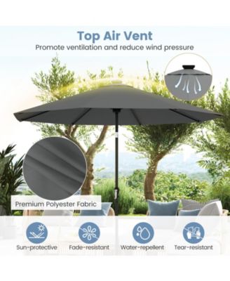 Solar Patio Umbrella with Flowing LED Lights and Tilt