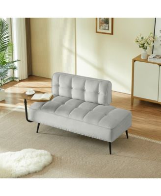 Loveseat Sofa - 54" Velvet Upholstered 2-Seater Couch with Rotating Side Table and Memory Foam for Living Room, Bedroom