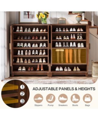 6-Tier Wooden Shoe Cabinet with Doors, Freestanding Shoe Storage Organizer with Adjustable Shelves, Holds Up to 24 Pairs