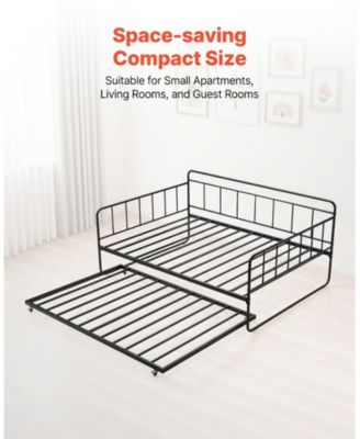 Full Size Daybed Frame with Trundle, Heavy Duty Metal, Easy Assembly