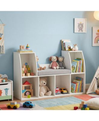 40 in Kids Bookshelf with Reading Nook and Six Open Cubes