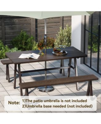 Outdoor Dining Table for Six with Umbrella Hole for Garden Use