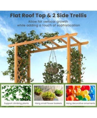 70 in Wooden Raised Garden Bed with Lattice Trellis
