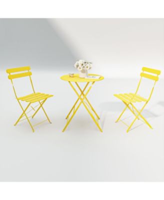3 Pieces Patio Bistro Balcony Metail Chair Table Set