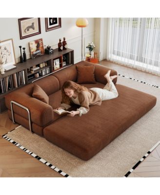 78.8-Inch Corduroy 2-Piece Convertible Modular Sofa Bed