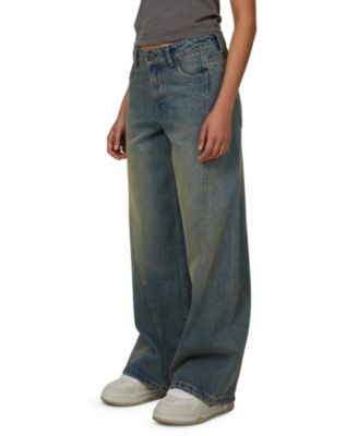 Women's Baggy Vintage Wash Seam Denim Jeans