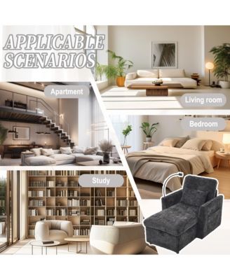 Stylish Chenille Single Recliner Lounge Chair with Storage, Phone Holder and Side Pockets, Ideal Leisure Sofa for Bedroom and Living Room