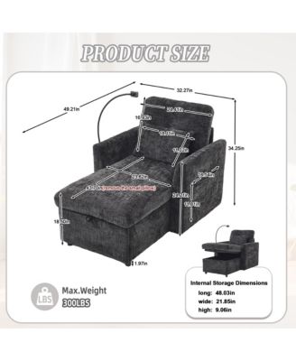 Stylish Chenille Single Recliner Lounge Chair with Storage, Phone Holder and Side Pockets, Ideal Leisure Sofa for Bedroom and Living Room