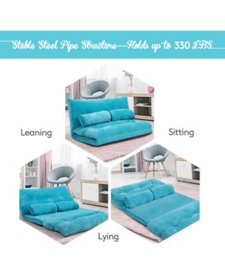 Floor Sofa Bed 6-Position Adjustable Sleeper Lounge Couch with 2 Pillows