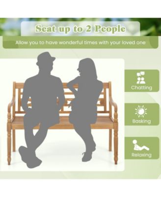 47-Inch Teak Wood Bench for Porch and Patio 2-Person