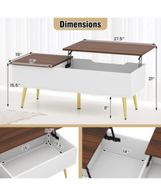47 in Split Lift-Top Coffee Table with Hidden Compartments