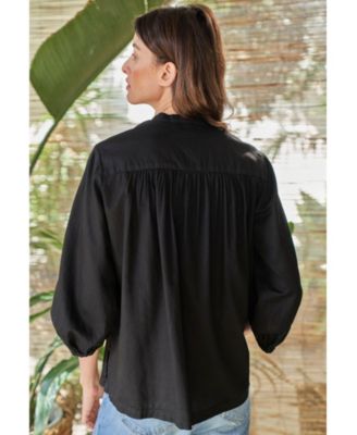 Women's Ocean+Main Cotton Poplin Peasant Top