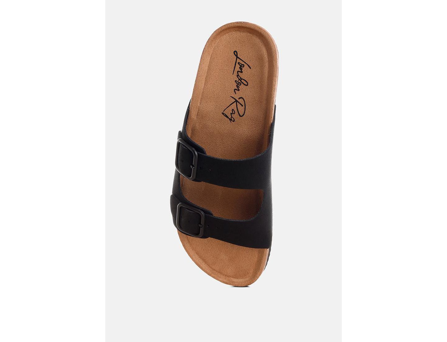 Женские сандалии London Rag Gloriosa The Double Strap Slide, цвет: Чёрный нубуковая искусственная кожа — фото 7