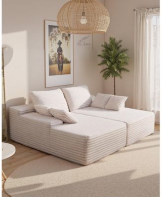 82.7-Inch Double Chaise Corduroy Sectional Sofa with Deep Seat