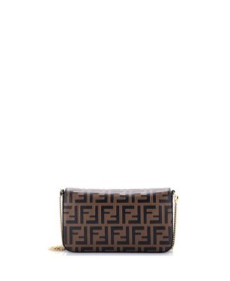 F is Fendi Envelope Clutch on Chain Zucca Embossed Leather