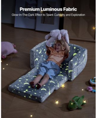 2-in-1 Kids Sofa Glow in the Dark Convertible Toddler Chair and Lounger