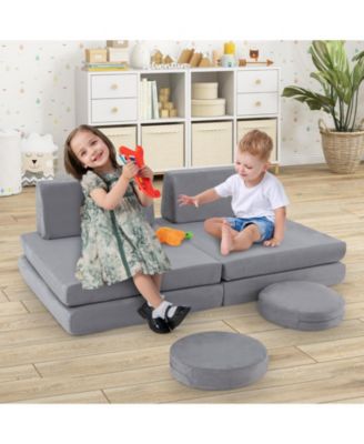 6 Piece Modular Kids Play Couch Set with Washable Covers