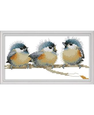 Cross Stitch Embroidery Kit Three Birds Easy Patterns DIY Supplies Christmas Gift Counted Needlework Set