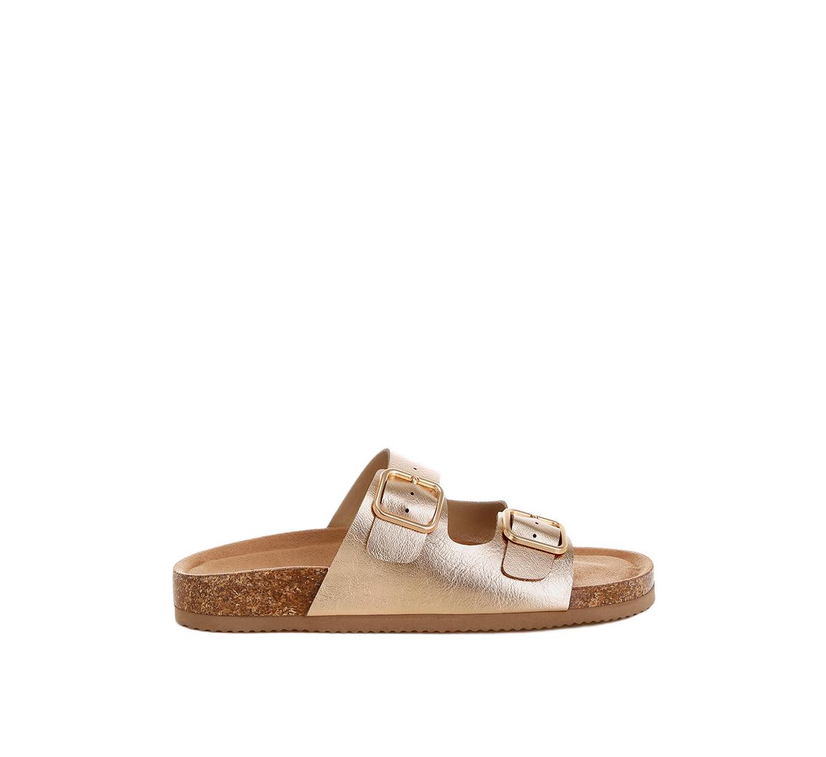London Rag Women's Parla Metallic Double Buckle Sandals