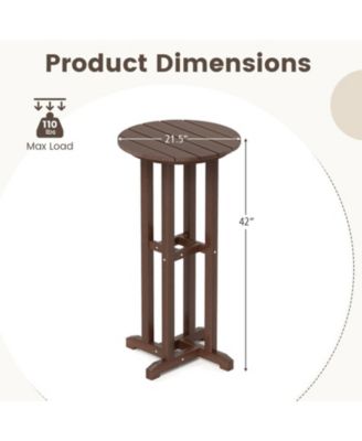 21.5 in Round HDPE Outdoor Bar Height Dining Table with Slatted Top
