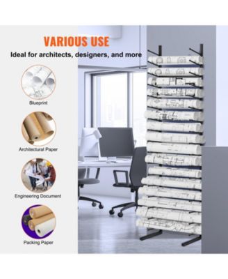 Blueprint Storage Rack, 16-Tier Hanging Poster Display, Roll File Holder