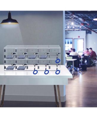 Cell Phone Storage Locker, 10 Slots, Acrylic Wall-Mounted Cabinet with Locks