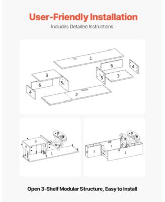 Floating TV Stand, 59inch Wall Mount, with Power Outlet and Cable Hole